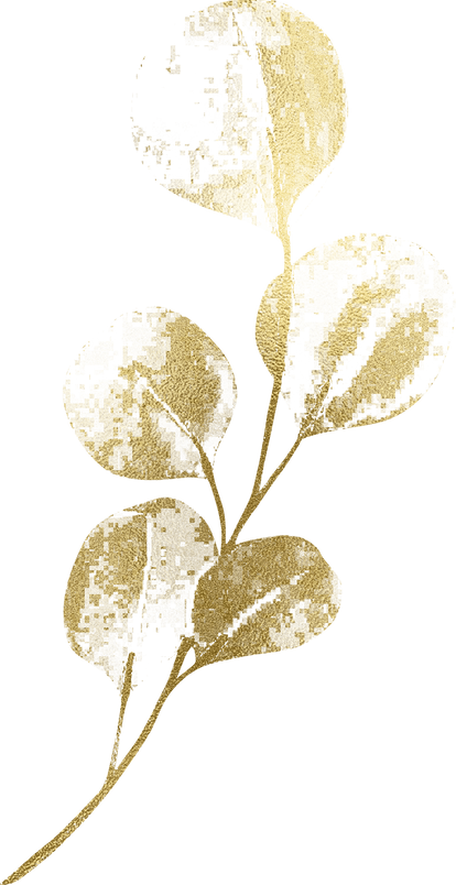 Eucalyptus branch Gold foil Watercolor Clipart